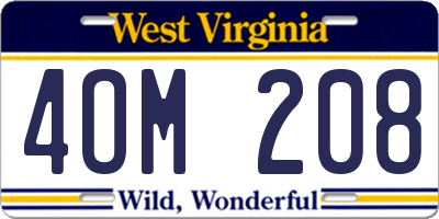 WV license plate 4OM208