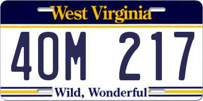 WV license plate 4OM217