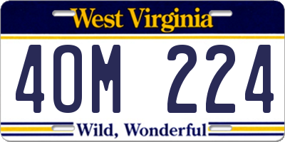 WV license plate 4OM224