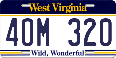WV license plate 4OM320