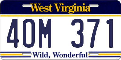 WV license plate 4OM371