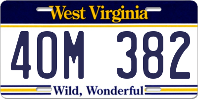 WV license plate 4OM382