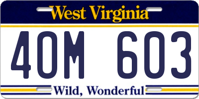 WV license plate 4OM603