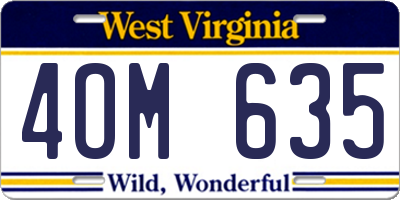 WV license plate 4OM635