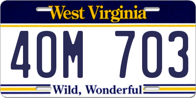 WV license plate 4OM703
