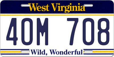 WV license plate 4OM708