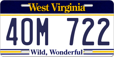 WV license plate 4OM722