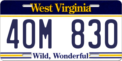 WV license plate 4OM830