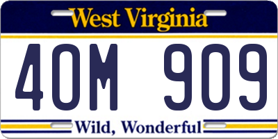 WV license plate 4OM909