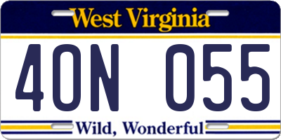 WV license plate 4ON055