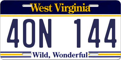 WV license plate 4ON144