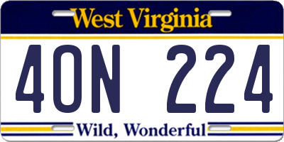 WV license plate 4ON224