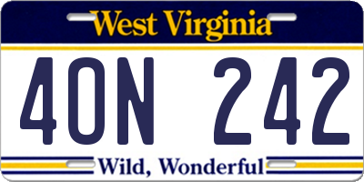 WV license plate 4ON242