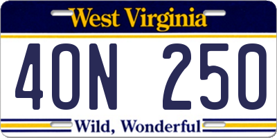 WV license plate 4ON250