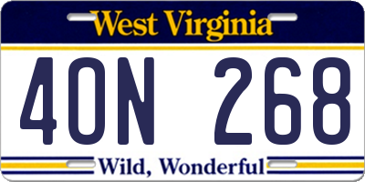 WV license plate 4ON268