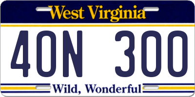 WV license plate 4ON300