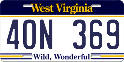 WV license plate 4ON369
