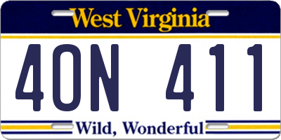 WV license plate 4ON411