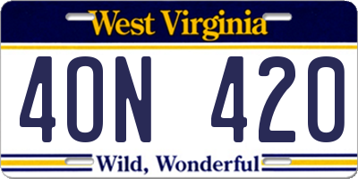 WV license plate 4ON420
