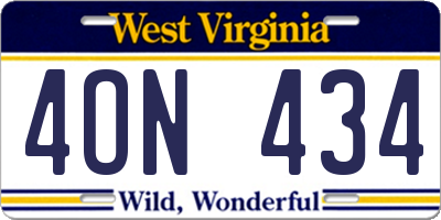 WV license plate 4ON434