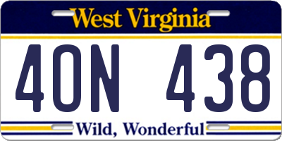 WV license plate 4ON438
