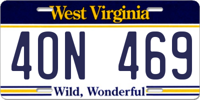 WV license plate 4ON469