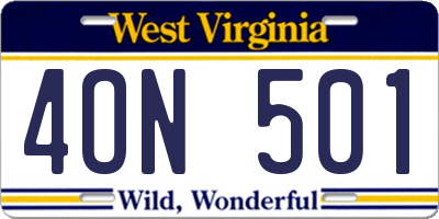 WV license plate 4ON501