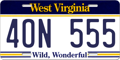 WV license plate 4ON555