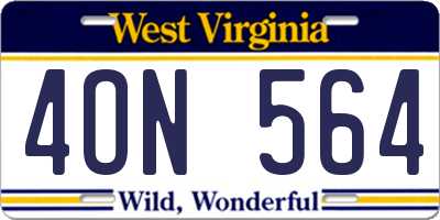 WV license plate 4ON564