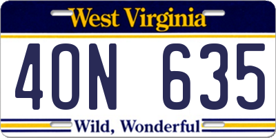 WV license plate 4ON635