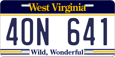 WV license plate 4ON641