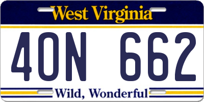 WV license plate 4ON662