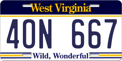 WV license plate 4ON667