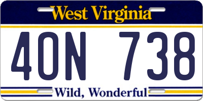 WV license plate 4ON738