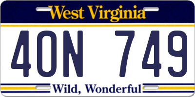 WV license plate 4ON749
