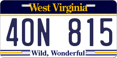 WV license plate 4ON815