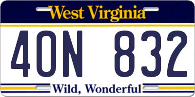 WV license plate 4ON832
