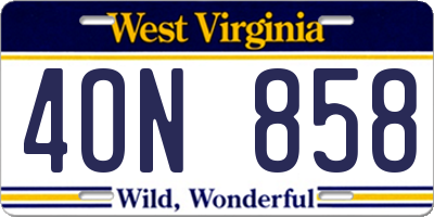 WV license plate 4ON858
