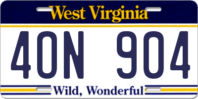 WV license plate 4ON904