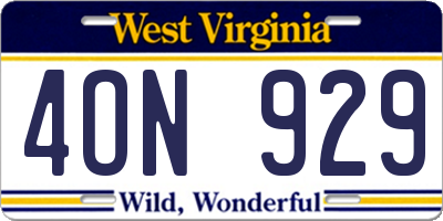 WV license plate 4ON929