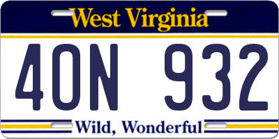 WV license plate 4ON932