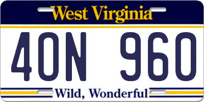 WV license plate 4ON960