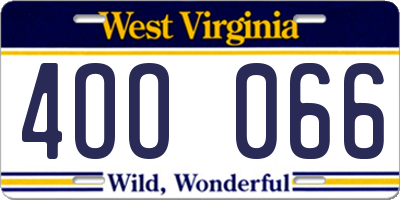 WV license plate 4OO066