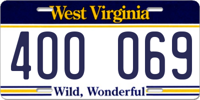 WV license plate 4OO069
