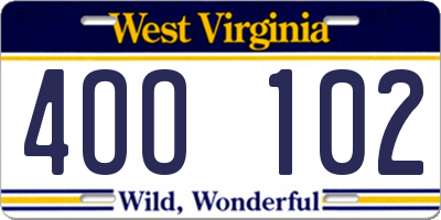 WV license plate 4OO102
