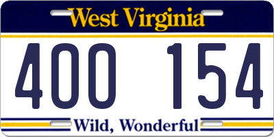 WV license plate 4OO154