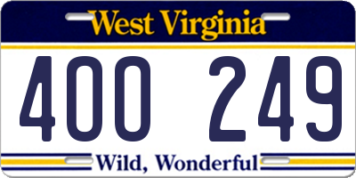 WV license plate 4OO249