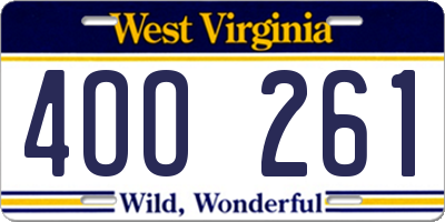 WV license plate 4OO261