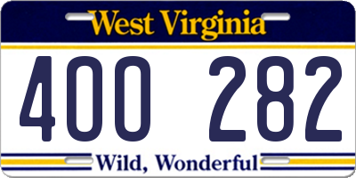 WV license plate 4OO282