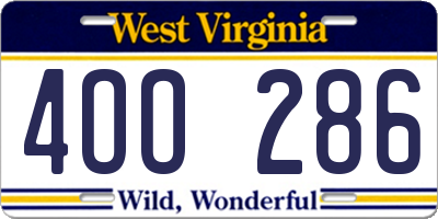 WV license plate 4OO286